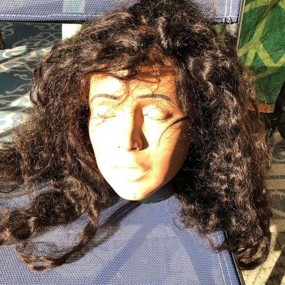 28” Choc Brown Curly Human Hair Wig Lace Front - Picture 1 of 14